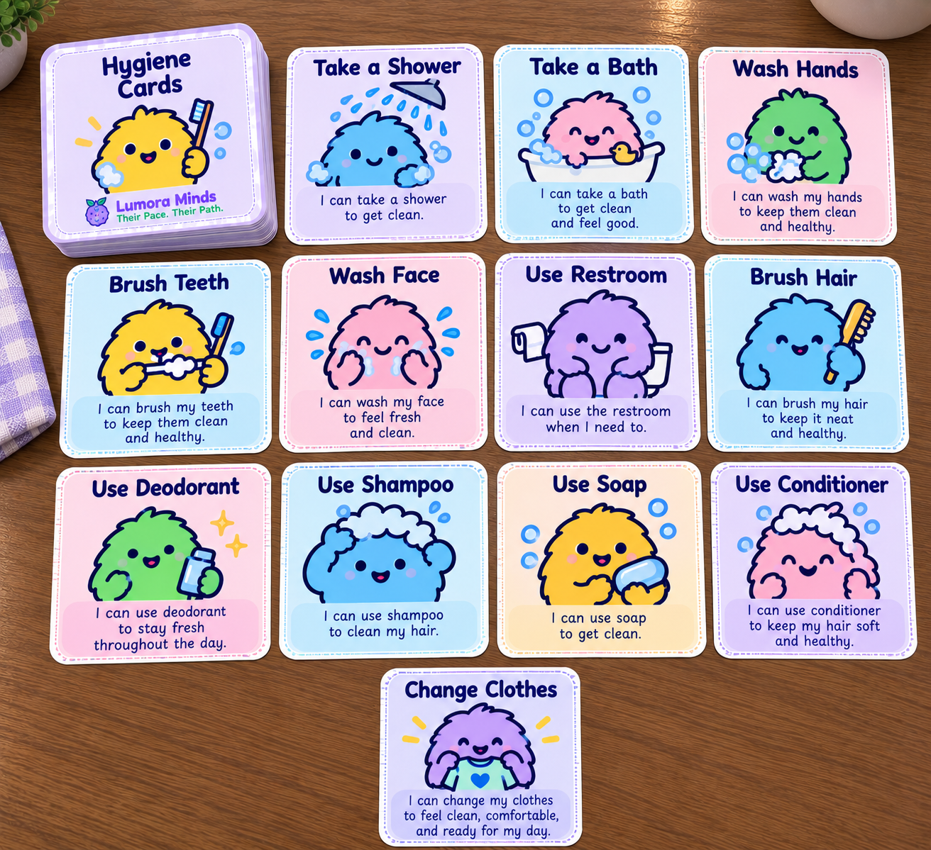 Lumora Minds Visual Daily Routine Kit — Printable Routine, Communication & Choice Cards