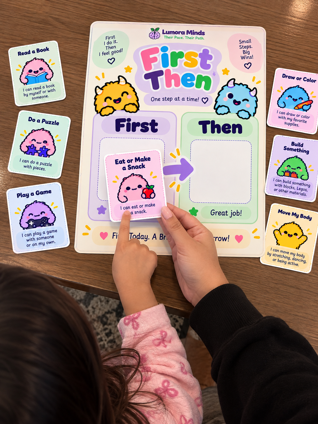Lumora Minds Visual Daily Routine Kit — Printable Routine, Communication & Choice Cards