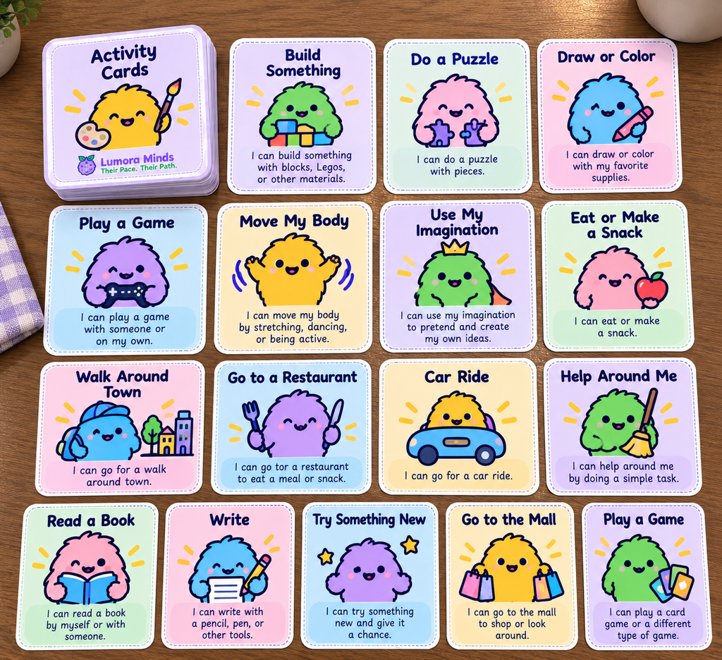 Lumora Minds Visual Daily Routine Kit — Printable Routine, Communication & Choice Cards